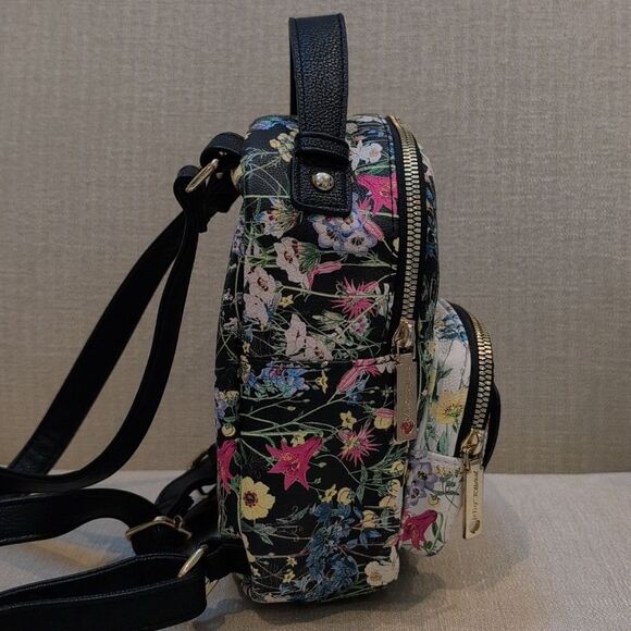 Betsy Johnson Black Floral Dog Mini Kitsch Backpack - Picture 7 of 12